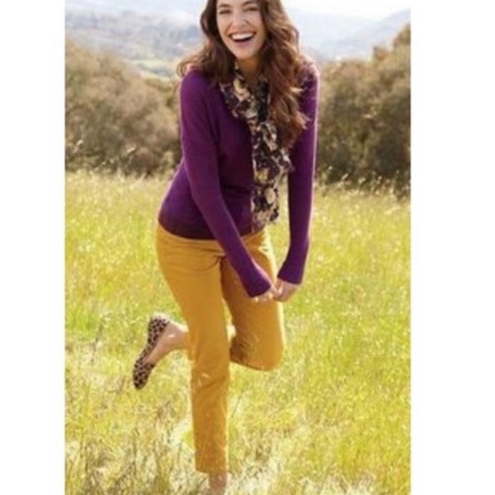 Ann Taylor LOFT Kate Fit Mustard Colored Skinny Pants Side Zip Flat Front 🟨